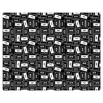 Tape Cassette 80s Retro GenX Pattern black and White Double Sided Flano Blanket (Medium)  60 x50  Blanket Back