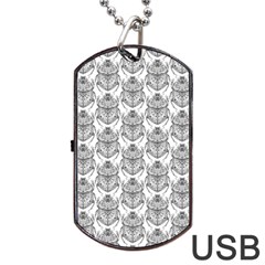 Scarab Pattern Egyptian Mythology Black And White Dog Tag Usb Flash (one Side) by genx