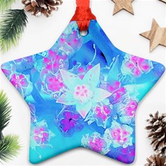 Blue And Hot Pink Succulent Underwater Sedum Ornament (star) by myrubiogarden