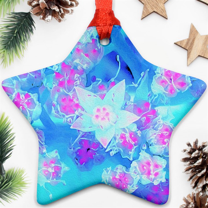 Blue And Hot Pink Succulent Underwater Sedum Ornament (Star)