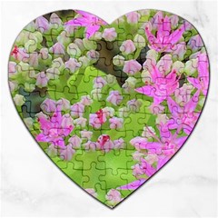 Hot Pink Succulent Sedum With Fleshy Green Leaves Jigsaw Puzzle (heart) by myrubiogarden