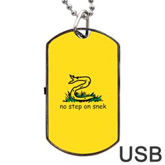 No Step On Snek Gadsden Flag Meme Parody Dog Tag Usb Flash (one Side) by snek