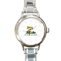 No Step On Snek Gadsden Flag Meme Parody Round Italian Charm Watch by snek