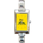 No Step On Snek Gadsden Flag Meme Parody Rectangle Italian Charm Watch Front