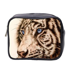 White Tiger Mini Toiletries Bag (two Sides) by ArtByThree