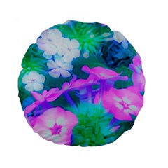 Pink, Green, Blue And White Garden Phlox Flowers Standard 15  Premium Flano Round Cushions by myrubiogarden