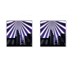 Superhero Background Lights City Cufflinks (square) by Wegoenart