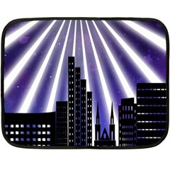 Superhero Background Lights City Double Sided Fleece Blanket (mini)  by Wegoenart