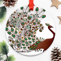 Peacock Graceful Bird Animal Round Ornament (two Sides) by Wegoenart