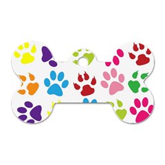 Paw Print Paw Prints Background Dog Tag Bone (two Sides) by Wegoenart