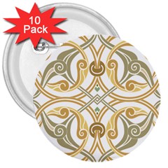 Arabesque Ornament Islamic Art Stencil Drawing 3  Buttons (10 Pack)  by Wegoenart