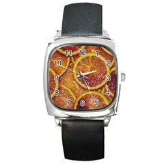 Blood Orange Fruit Citrus Fruits Square Metal Watch by Wegoenart