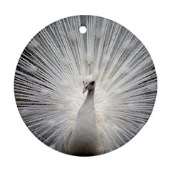 Peacock White Bird Nature Round Ornament (two Sides) by Wegoenart