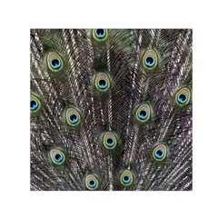 Background Peacock Feathers Small Satin Scarf (square) by Wegoenart