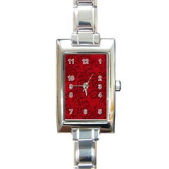 Christmas Background Red Star Rectangle Italian Charm Watch by Simbadda