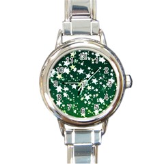 Christmas Star Advent Background Round Italian Charm Watch by Wegoenart