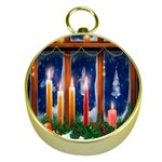 Christmas Lighting Candles Gold Compasses Front