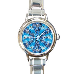 Christmas Background Pattern Round Italian Charm Watch by Wegoenart