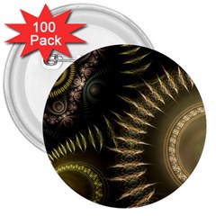 Fractal Steampunk Gears Fantasy 3  Buttons (100 Pack)  by Wegoenart