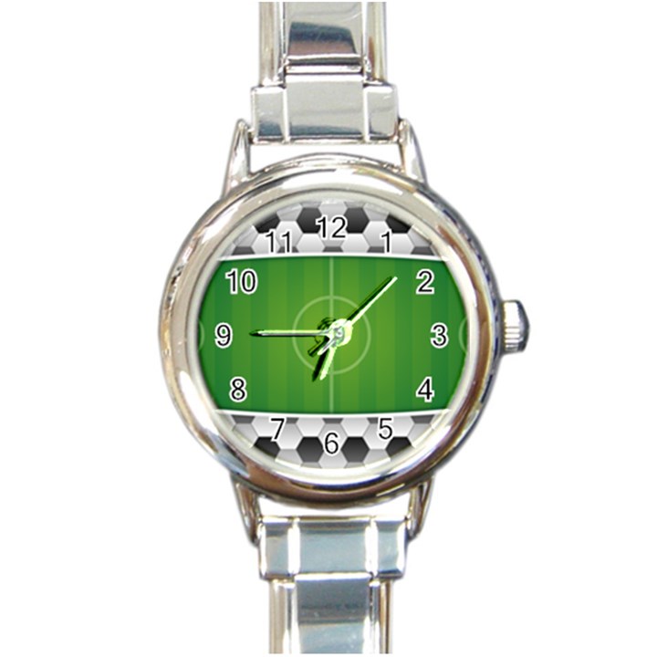 Background Sports Soccer Football Round Italian Charm Watch