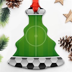 Background Sports Soccer Football Christmas Tree Ornament (two Sides) by Wegoenart