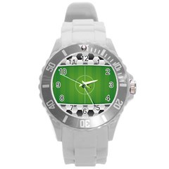 Background Sports Soccer Football Round Plastic Sport Watch (l) by Wegoenart