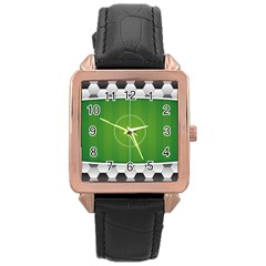 Background Sports Soccer Football Rose Gold Leather Watch  by Wegoenart