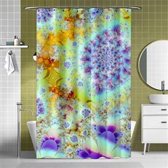 Golden Violet Sea Shells, Abstract Ocean Shower Curtain 48  X 72  (small) by DianeClancy