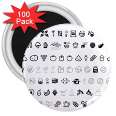 Vegan Vegetarian Icons Food Eat 3  Magnets (100 Pack) by Wegoenart