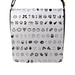 Vegan Vegetarian Icons Food Eat Flap Closure Messenger Bag (l) by Wegoenart