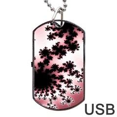 Fractal Pattern Pink Dog Tag Usb Flash (two Sides) by Wegoenart