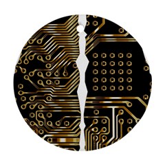 Brain Circuit Board Pcb Computer Round Ornament (two Sides) by Wegoenart