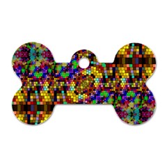 Color Mosaic Background Wall Dog Tag Bone (one Side) by Wegoenart