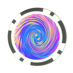 Cool Abstract Pink Blue And Yellow Twirl Liquid Art Poker Chip Card Guard by myrubiogarden