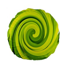 Groovy Abstract Green Liquid Art Swirl Painting Standard 15  Premium Flano Round Cushions by myrubiogarden