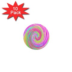 Groovy Abstract Pink And Blue Liquid Swirl Painting 1  Mini Magnet (10 Pack)  by myrubiogarden