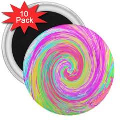 Groovy Abstract Pink And Blue Liquid Swirl Painting 3  Magnets (10 Pack)  by myrubiogarden