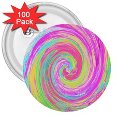 Groovy Abstract Pink And Blue Liquid Swirl Painting 3  Buttons (100 Pack)  by myrubiogarden