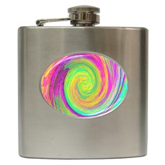 Groovy Abstract Purple And Yellow Liquid Swirl Hip Flask (6 Oz) by myrubiogarden