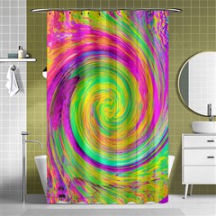 Groovy Abstract Purple And Yellow Liquid Swirl Shower Curtain 48  X 72  (small)  by myrubiogarden