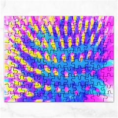 Pink, Blue And Yellow Abstract Coneflower Rectangular Jigsaw Puzzl by myrubiogarden