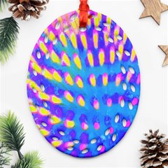 Pink, Blue And Yellow Abstract Coneflower Ornament (oval Filigree) by myrubiogarden