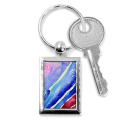 Painting Abstract Blue Pink Spots Key Chains (rectangle)  by Pakrebo