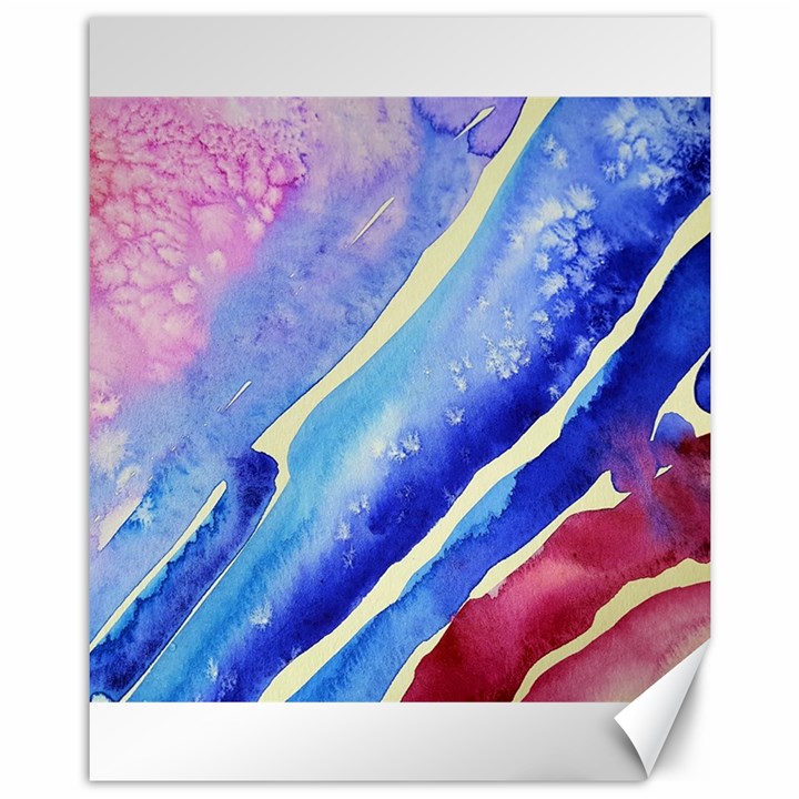 Painting Abstract Blue Pink Spots Canvas 11  x 14 