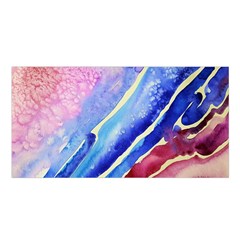 Painting Abstract Blue Pink Spots Satin Shawl by Pakrebo