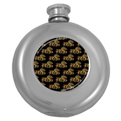 Dragon Motif Print Pattern Round Hip Flask (5 Oz) by dflcprintsclothing