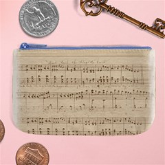 Vintage Beige Music Notes Large Coin Purse by Pakrebo