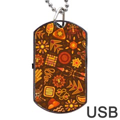 Pattern Background Ethnic Tribal Dog Tag Usb Flash (two Sides) by Pakrebo