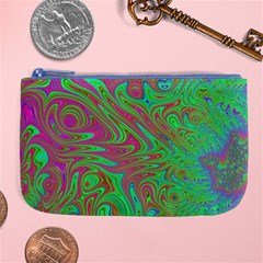 Fractal Art Neon Green Pink Large Coin Purse by Pakrebo