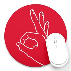 A-ok Perfect Handsign Maga Pro-trump Patriot On Maga Red Background Round Mousepads by snek